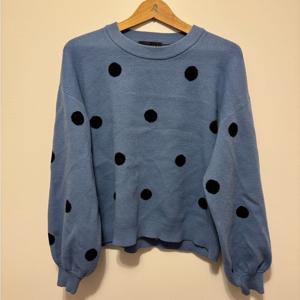 Premise Light Blue Sweater with Black Dots
